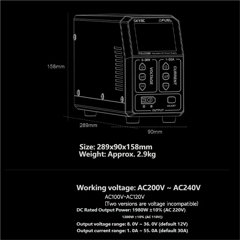SKYRC PSU2000 1980W Adjustable - Drone Rc review and price
